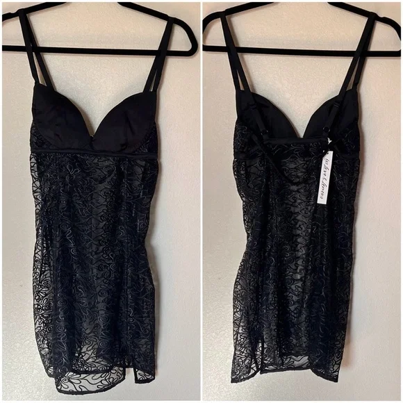 NWT For Love & Lemons Rosanna Soutache Floral Embroidered Sheer Mini Dress Black - Picture 4 of 13